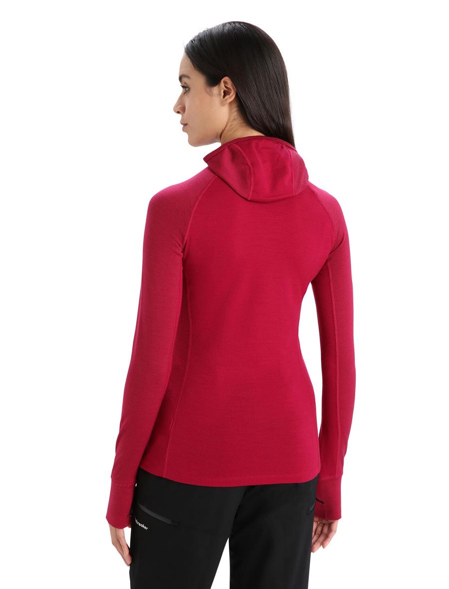 Cherry Women's Icebreaker ZoneKnit™ Merino Insulated Long Sleeve Hoodie One Piece & Sets | USA 1801RVDW